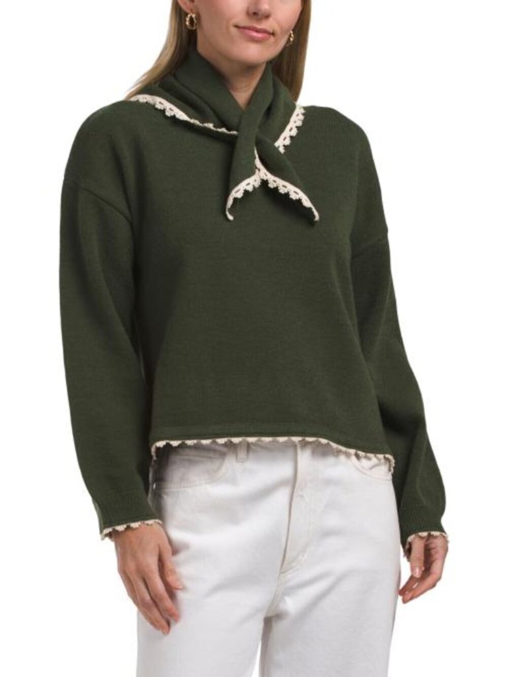 CUPCAKES & CASHMERE Scarf Neck Sweater
